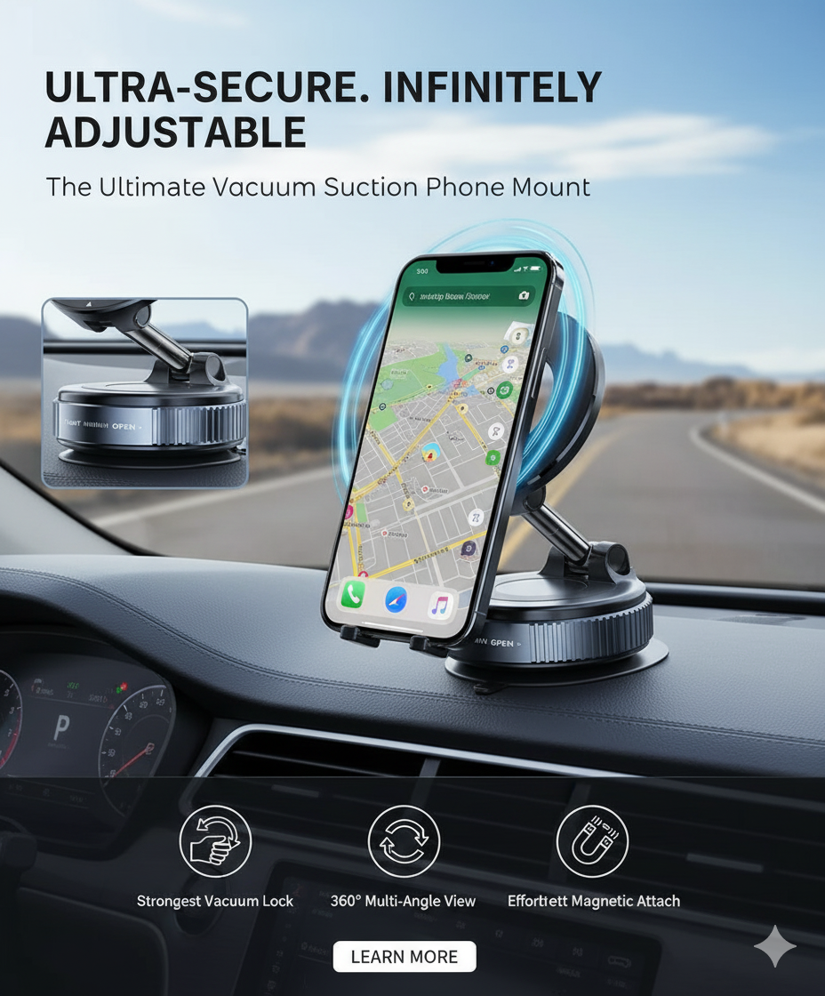 Vacuum Suction Magnetic Phone Holder
